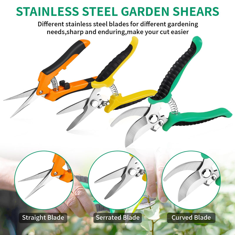 Garden Pruning Shears 3 Pack Gardening Shears Garden Scissors Stainless Steel Garden Shears Pruning Scissors Garden Clippers Pruning Shears for Gardening Garden Tools tijeras de jardinería