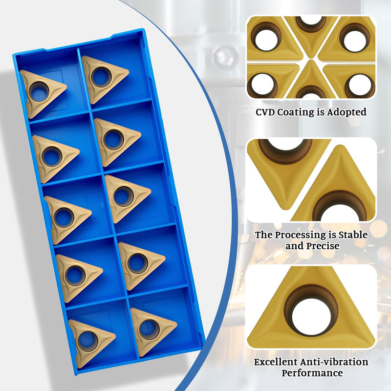 20Pcs TCMT32.52 TCMT16T308 Carbide Turning Inserts, Replacement Turning Inserts Cutting Tools for Steel Parts and Stainless Steel, Lathe Turning Tools for STFCR Turning Tool Holder 20