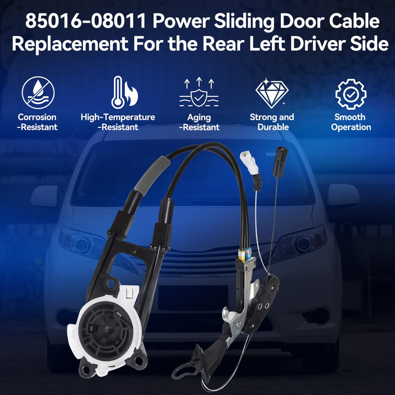 85016-08011 Left Sliding Door Cable, Compatible with Toyota Sienna 2011-2020 - Electric Sliding Door Harness Assembly, Replaces 85016-08010 Linkage Assembly