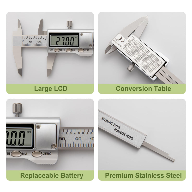 All-Metal Small Digital Caliper 0-4" Mini Measuring Tool, Micrometer Caliper with Auto-Off Feature, Interchangeable Between inches and millimeters for DIY/Household and 3D Printing HKZ100
