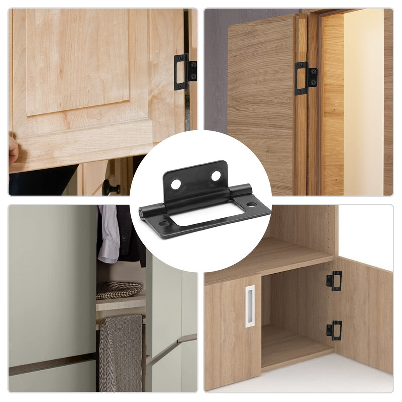 Litoexpe 6 Pcs Non-Mortise Door Hinges, 2 x 0.9 Inch Matte Black Door Hinges, Bifold Door Hinges for Variable Kitchen, Bathroom Black-6 Pcs