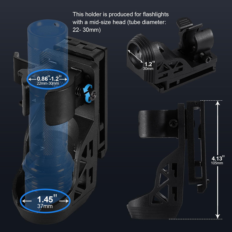 Tactical Flashlights High Lumen-Police 1200 LM Flashlight with Holster for Duty Belt,Single Mode LED Flashlight for Camping/Law Enforcement-Sentinel-X1 Black