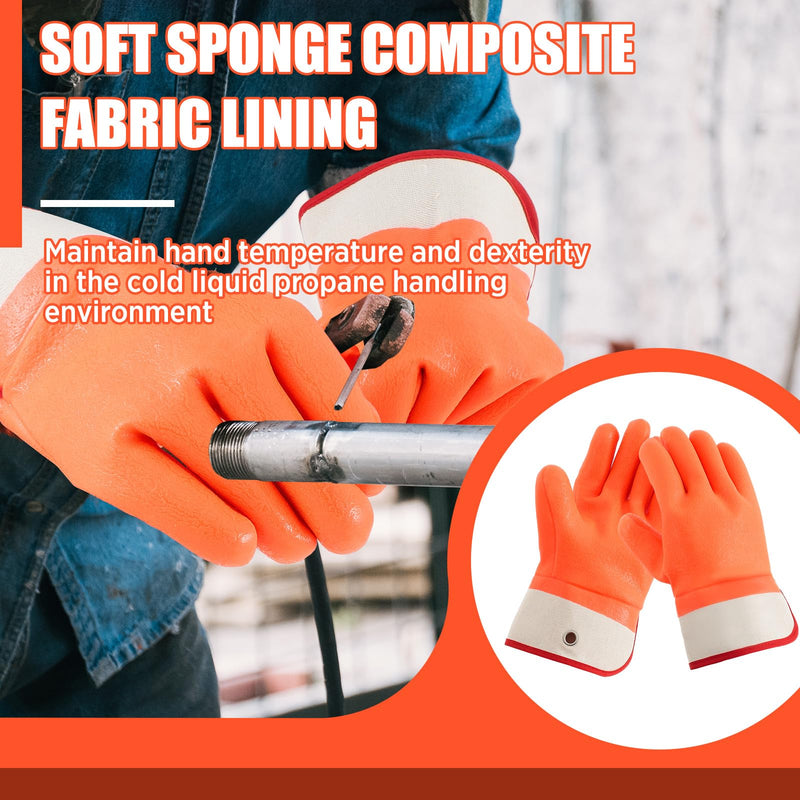 2 Pairs Propane Cylinder Handling Gloves with Chains Double Dipped PVC Forklift Propane Gloves Men Work Waterproof 2
