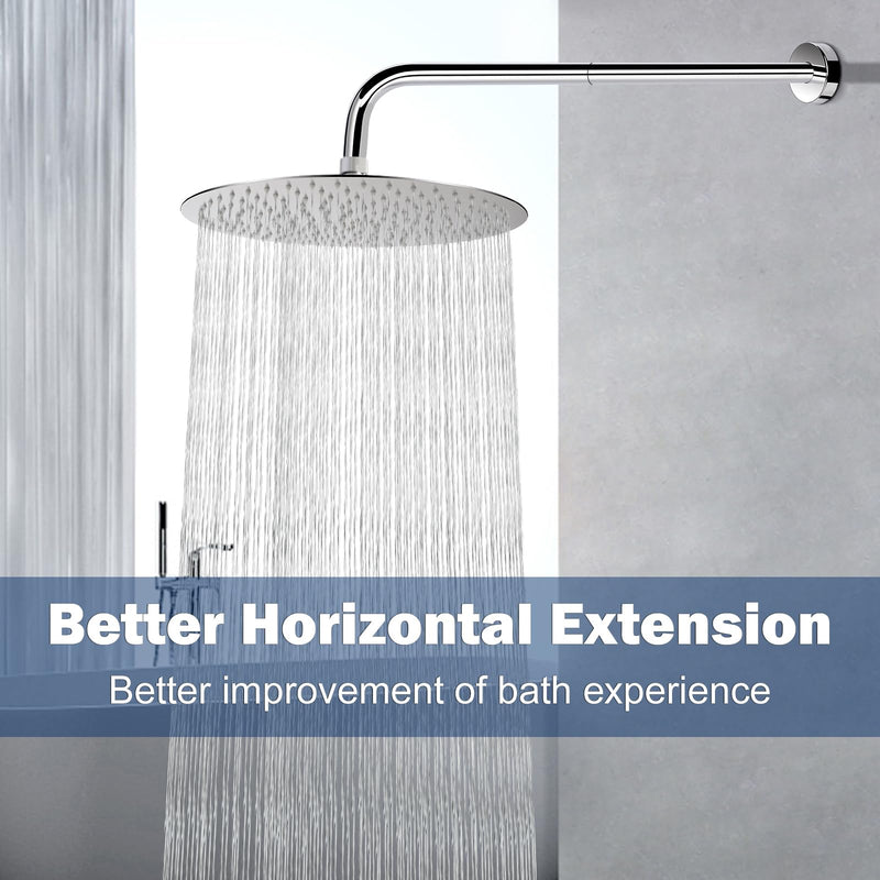 NearMoon Shower Arm, Extra Fixed Arm with Flange, Stainless Steel Wall-Mounted ShowerHead Arm (20 Inch, Chrome Finish) 20 Inch
