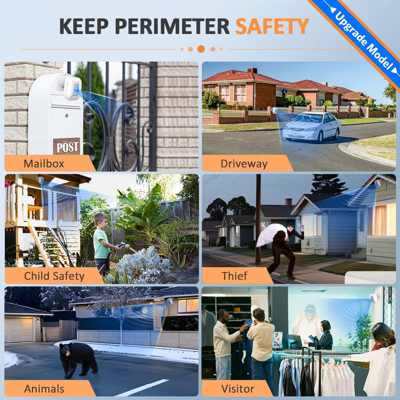Driveway Alarm Motion Sensor - Driveway Alarms Wireless Outside Weatherproof Motion Detector Presence Outdoor Detector Door Home Security System Gate Mailbox Alert 1 Receiver and 2 Sensors