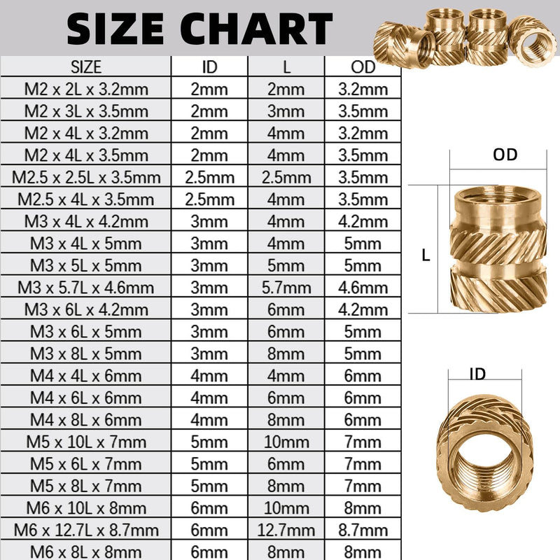 M3 x 5mm L x 5mm OD Threaded Inserts, 100 PCS Metric Knurled Insert Nuts, Premium Brass Heat Seat Inserts for 3D Printing Components M3 x 5L x 5mm