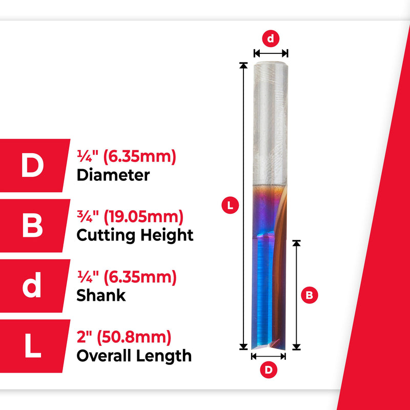 Amana Tool 43607-K Spektra Extreme Tool Life Coated Solid Carbide V-Flute Plastic Cutting Router Bit 1/4 D x 3/4 CH x 1/4 Shank x 2 Inch Long 1/4 D x 3/4 CH x 1/4 SHK x 2 Inch