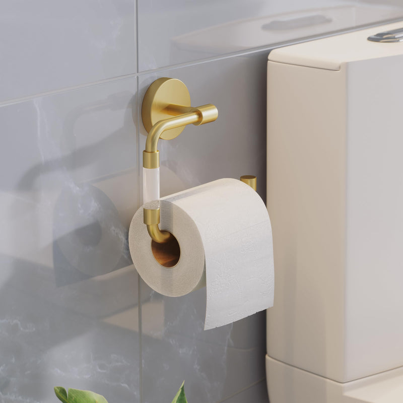 Swiss Madison Verre Acrylic Toilet Paper Holder in Brushed Gold Toilet Paper Holders
