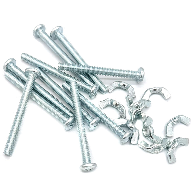 20Pack 1/4"-20 x2-1/2 Screw Bolts and Wing Nut Kit 10pcs Machine Screws with Round Head Phillips 10pcs Butterfly Hand Twist Tighten Nut Zinc Plated Hardware Fitting Fastenings Assortment Kit 20 Pack 1/4"-20 x2-1/2"