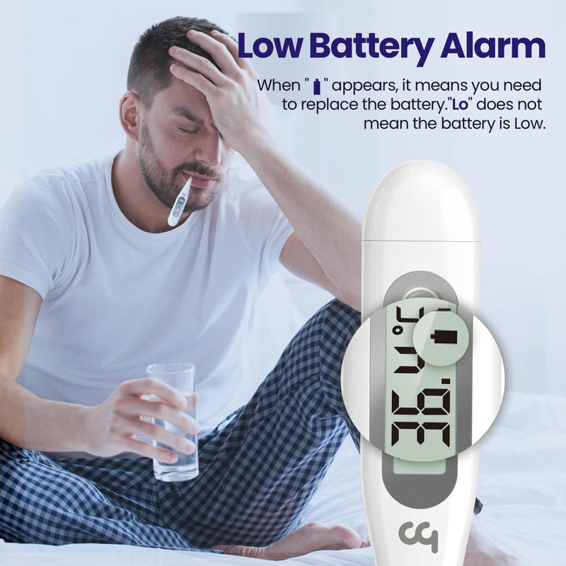 Femometer Thermometer for Adults and Kids, Digital Thermometer with Fever Alert, Memory Recall, C/F Switchable, for Oral, Rectal or Under Arm Use, Grey 1 Count (Pack of 1)