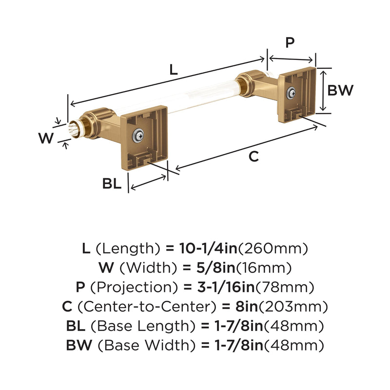 Amerock BH36065CCZ | Clear/Champagne Bronze Towel Bar | 8 inch (203 mm) Center-to-Center Towel Rack | Glacio | Bathroom Towel Holder | Bathroom Hardware | Bath Accessories