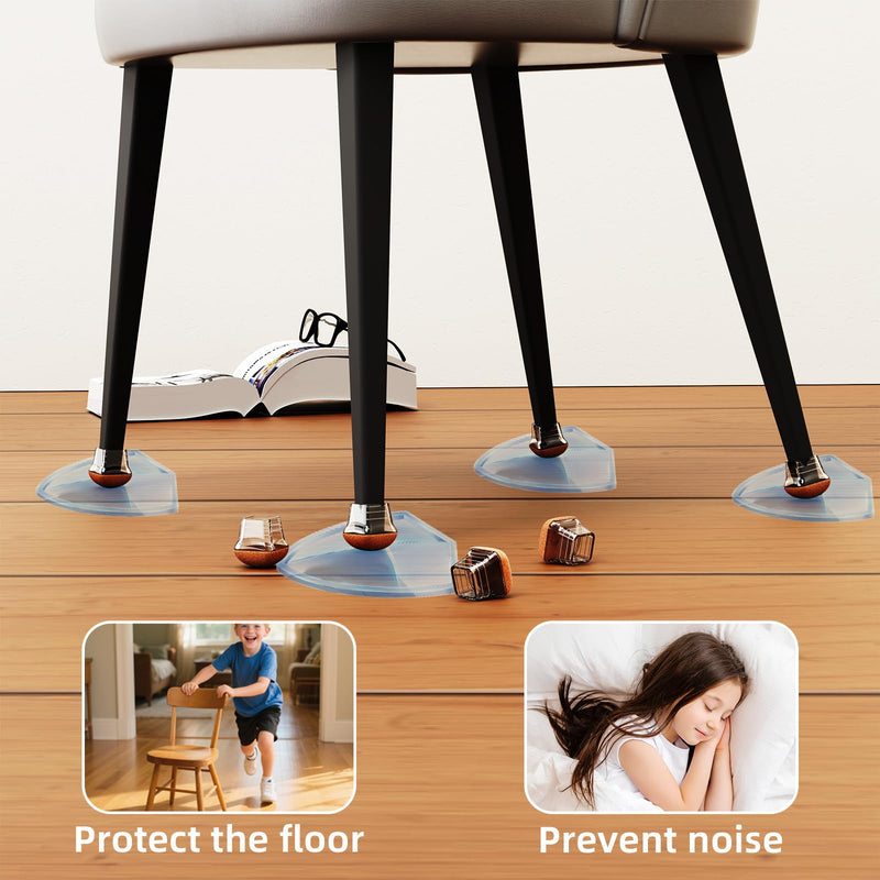 24pcs Chair Leg Floor Protectors for Hardwood Floor |Protect Wood Tile Floors Chair Leg Caps with Wrapped Felt Pads| Anti-Scratch Reduce Noise |Fit Angled Chair Legs| Clear Square M Fit:0.8"-1.0" 24pcs Clear Square-M (0.8-1.0inch)