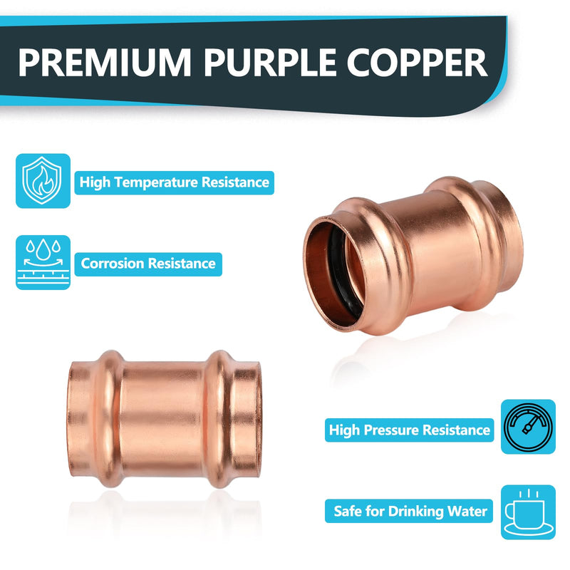 10Pack Seelink 3/4" x 3/4" Copper Press Coupling No Stop(PRESS026-10) 10 3/4" x 3/4"