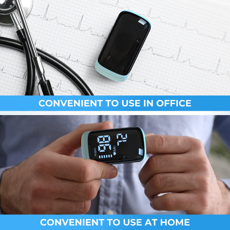 Finger Pulse Oximeter, Fingertip Blood Oxygen Saturation with Pulse Monitor Rechargeable, Accurate Spo2 Reading for Home, Outdoor Sports，Blue