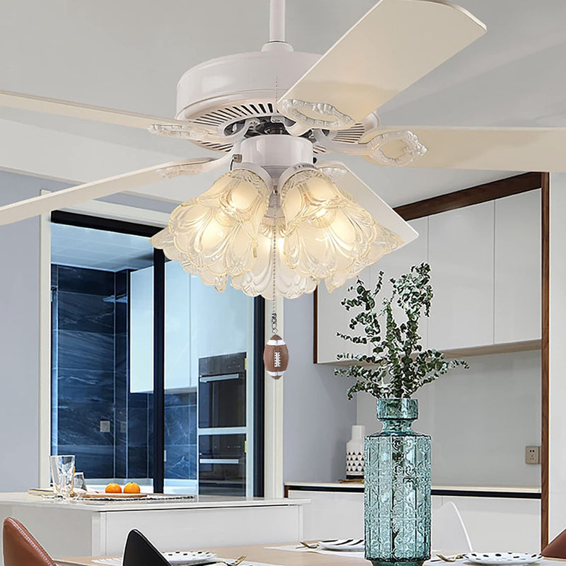 Ceiling Fan Pull Chains,2Pcs Football Decorative Fan String Pulls Charm Extension 14inches,3mm Diameter Beaded Fan Light Pull Chains Extender Ornaments with Connector