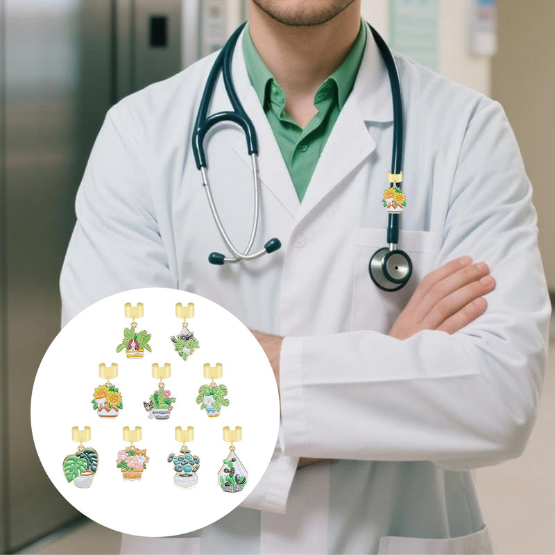 9 Pcs Stethoscope Charms for Nurses Personalized Stethoscope Charm with Assorted Potted Animal Pendants Gifts for Nurse Graduates Doctor Surgeons and Medical Assistant