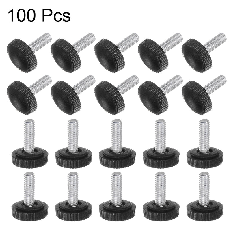 uxcell 100pcs M4 x 12mm Metric Male Thread Knurled Knobs, Thumb Screw Clamping Knobs Grip Plastic Handle Hand Knobs with Threaded Stud, Black