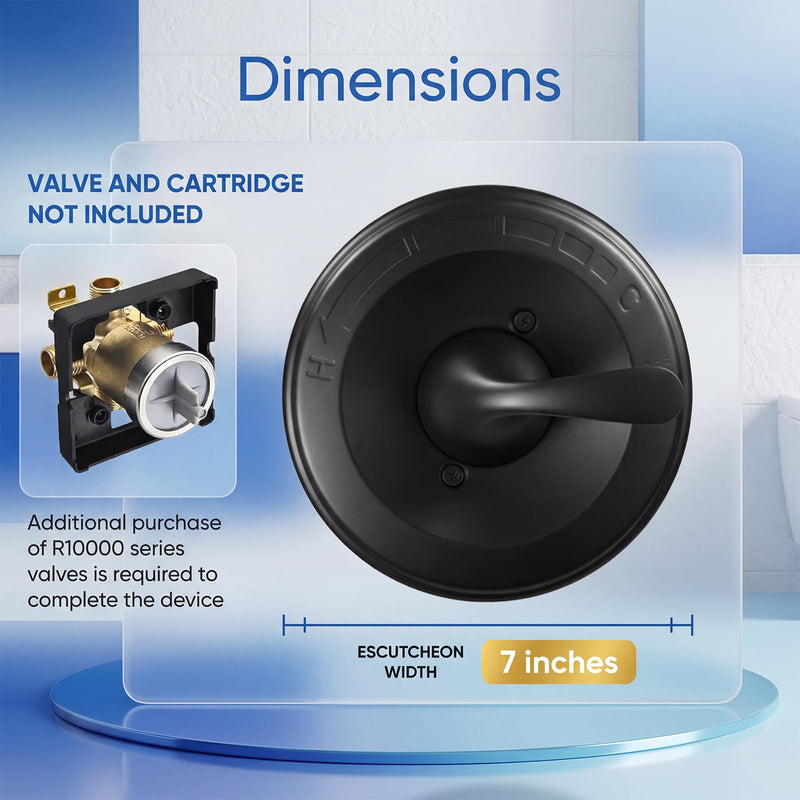 Shower Trim Kit Replacement for Delta 13/14 Series Valves (R10000-UNBX/UNBXHF/UNWS/UNWSHF), Matte Black Handle & Cover Plate, All-Metal, Easy Install (Valve & Cartridge Not Included) Trim Kit Only