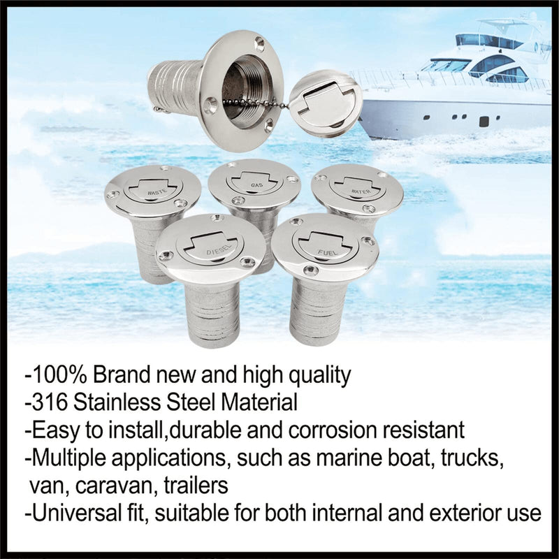 1.5" 38mm Marine Stainless steel 316 Deck Filler Fill Keyless Cap boat Hardware Accessories Socket yacht (Option: Diesel, 1.5" /38mm) Option: Diesel