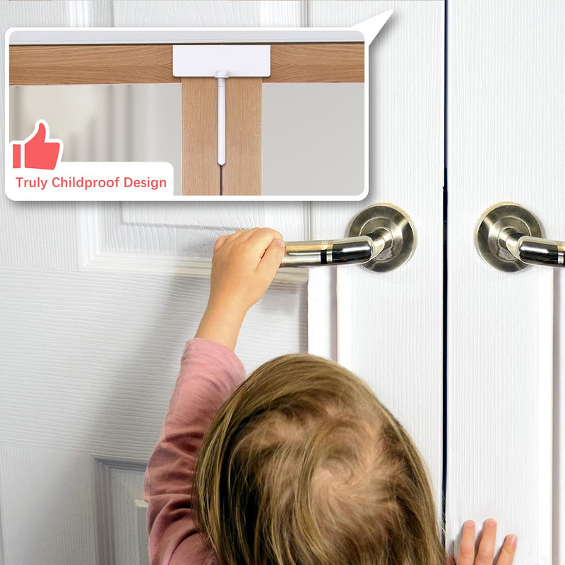 Metal Bifold Door Lock - Double Door Child Safety Locks Keep Toddler, Cats&Dogs Out of Closets, Cabinets, Pantry - No Need Install (2PC) 2PC