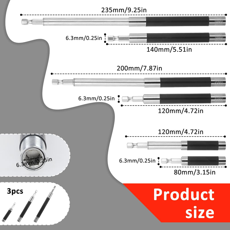 3pcs Magnetic Screw Drive Guide Drill Bit Tip Holder, Quick Release Screwdriver Bit Holder Extension Bar Drill Screw Adapter for Nuts Drill and Handheld Driver