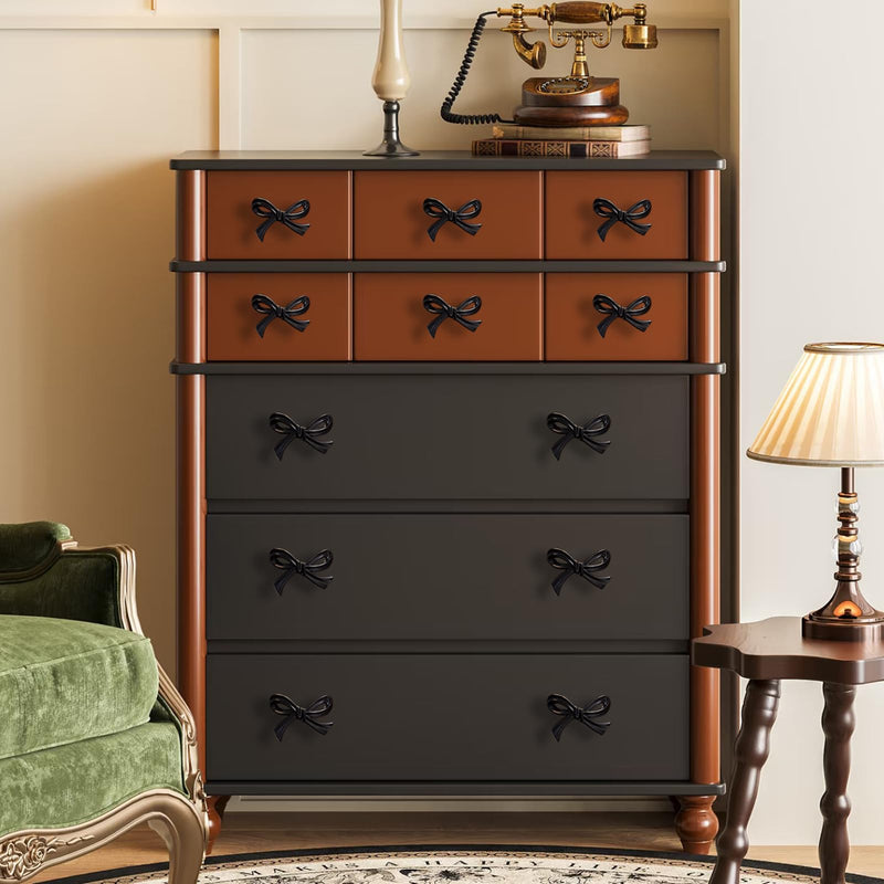 8 Pcs Black Bow Cabinet Knobs Vintage Bow Shape Cabinets Handle with Screws Bow Tie Dresser Knobs Bow Shaped Drawer Cupboard Pulls Suitable for Wardrobe Drawers Storage Cabinets Bookcases (Black-8Pcs) Black-8Pcs