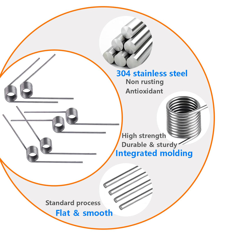 10 PCS Stainless Steel Spring, Mechanical Torsion Spring, 0.5 Wire Diameter, 5 OD, 180° Deflection Torsional Spring for Tools Maintenance 0.5mm x 5mm x 180 Degrees 9laps