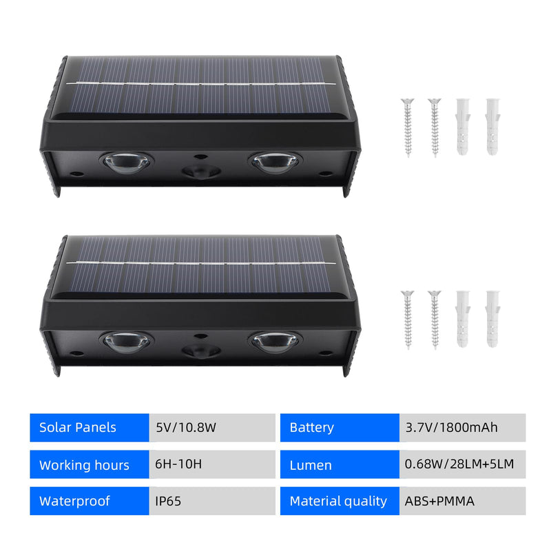 Solar Wall Lights Outdoor 3000K Warm White Downlights Waterproof LED Dusk to Dawn Solar Lights for House Number, Patio, Porch, Address Sign(2Pack, Downlight) 2-Pack