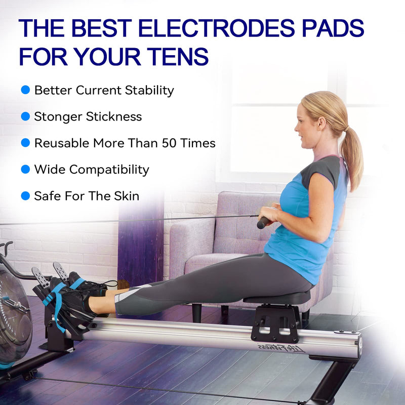 TENS Unit Electrode Pads, 40 Pcs Stronger Self-Adhesive Reusable Tens Unit Replacement Pads for 50 Times, VOVOU Latex-Free Snap TENS Pads Compatible with TENS EMS Devices Use 3.5mm Button Leads