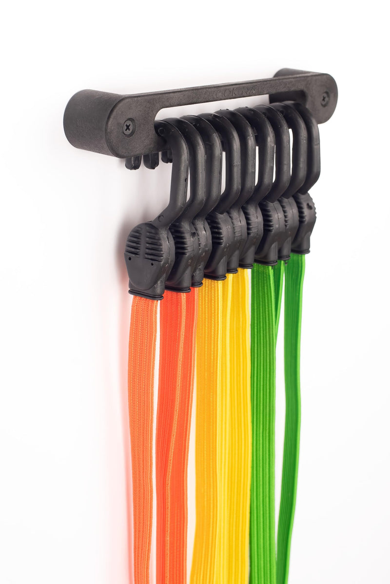 Hook Rail - 2/pk - Organize Your Tie-Down Straps (Ratchet, Cam buckle, Bungee Cords, and more) A low-profile wall-mounted cargo strap management solution for your enclosed trailer, garage, or home.