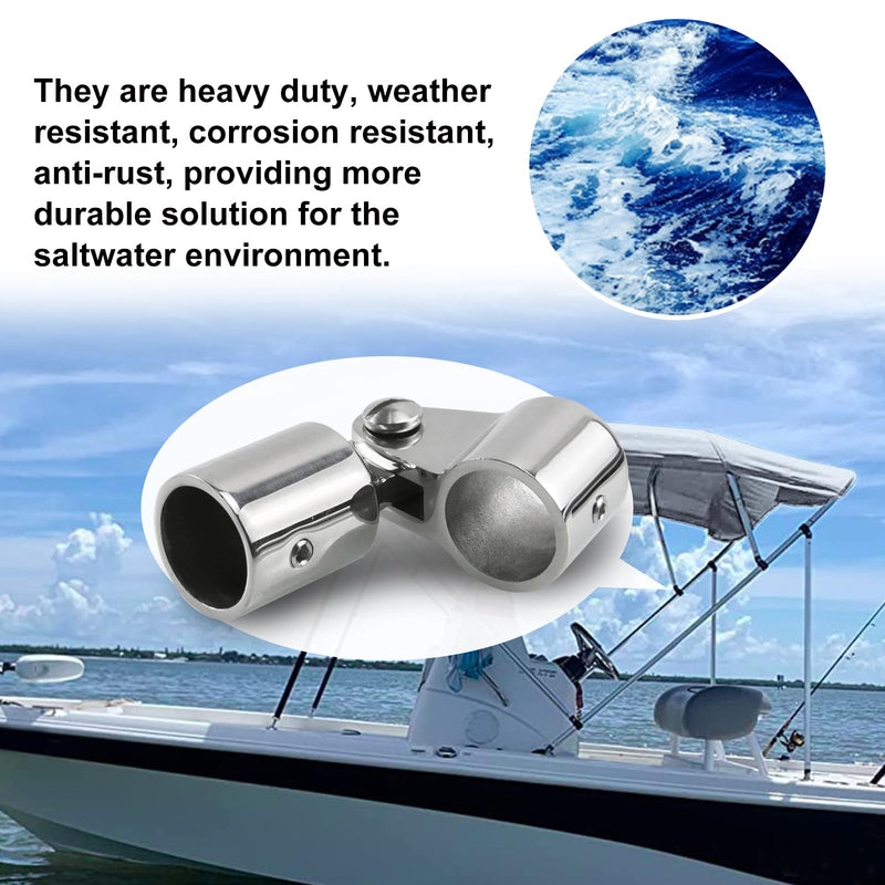 Bimini Top Hardware，2 Pairs Heavy-Duty 316 Stainless Steel Jaw Slide & Eye End Caps for 7/8" Round Tubing Boat Canopy Fittings 7/8 Inch
