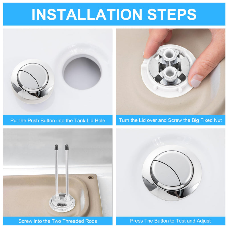 Enhon 4 Pack 48mm Toilet Tank Buttons, Flush Valve Dual Push Button Replacement Adjustable, Compatible with Glacier Bay Aquasource, American Standard, Twfords, Armitage Shanks, Geberit