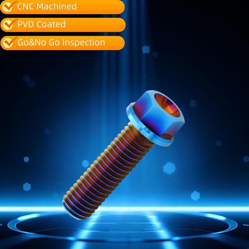 6PC Titanium Flange Hex Bolts M8X25mm, Lightweight Design, Ideal for Humid/Salty Environments, Flanged Screws for Automotive & Motorcycle Components Upgrade, Burnt Blue M8X25