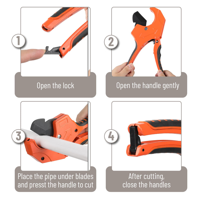 Bates- PVC Pipe Cutter, Cuts up to 2-1/2", Orange Ratcheting PVC Pipe Cutter Tool, Pipe Cutters PVC Pipe Shears, Plastic Pipe Cutter, PEX Pipe Cutter, PVC Cutter Tool, PVC Ratchet Cutter