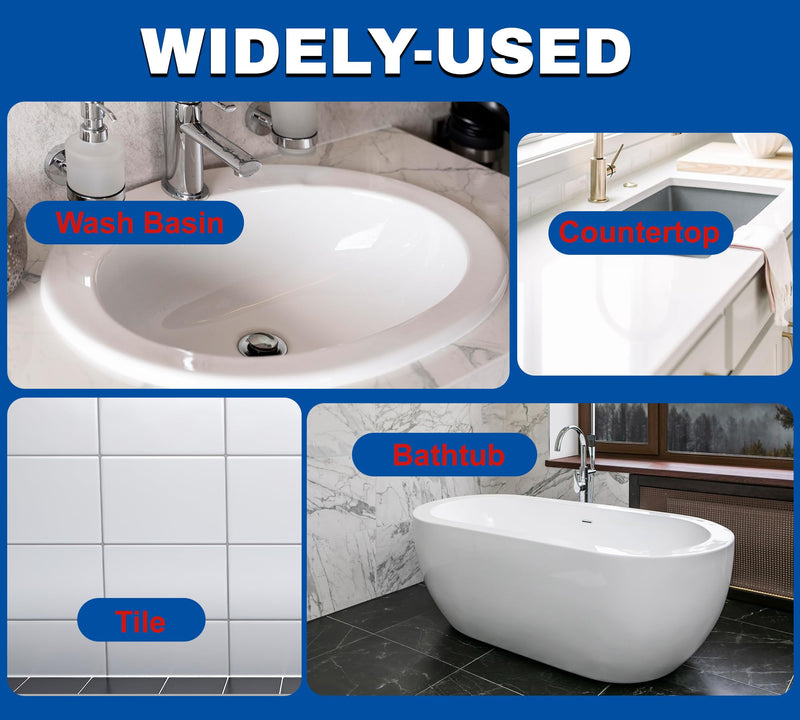 Tub and Tile Refinishing Kit, 17oz/500g Tile Paint with Tools and Hardener - Semi-Gloss White Bathtub Paint for Bathroom, Countertop, Wash Basin, Kitchen, Porcelain, Floor, Easy to Use, 25-30sq.ft 17 Ounce (Pack of 1)