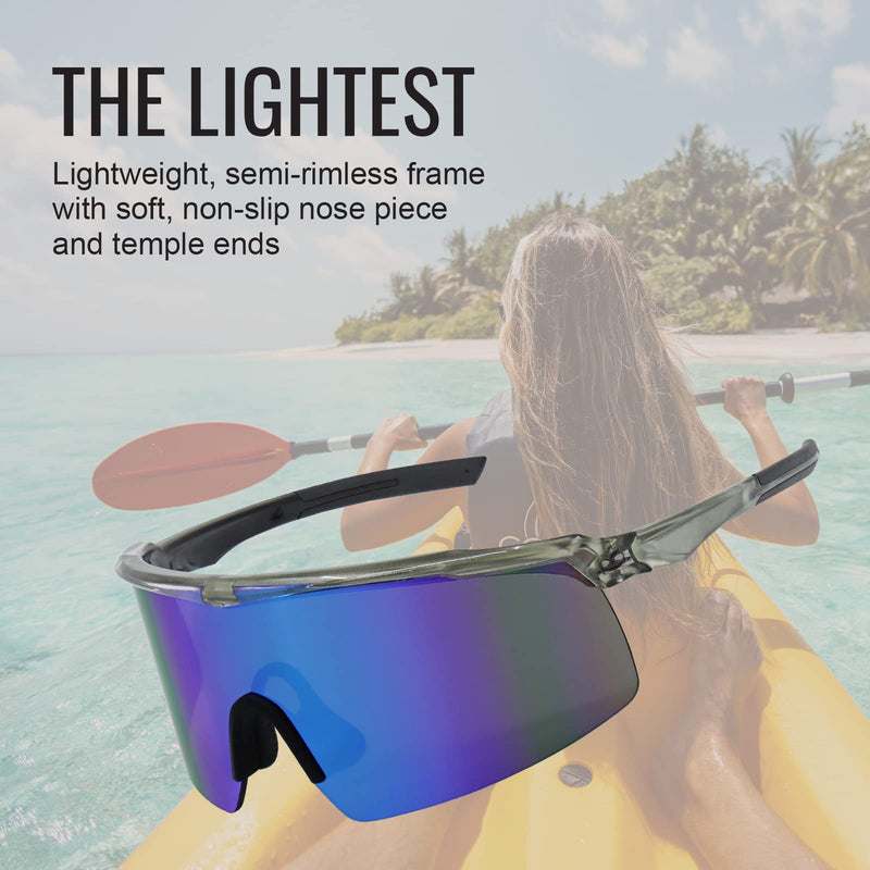 Global Glove Walleye Safety Glasses with Polarized Lens - Protective Eyewear with Performance Fog Technology for Enhanced Vision and Eye Safety Red Mirror, Crystal Red