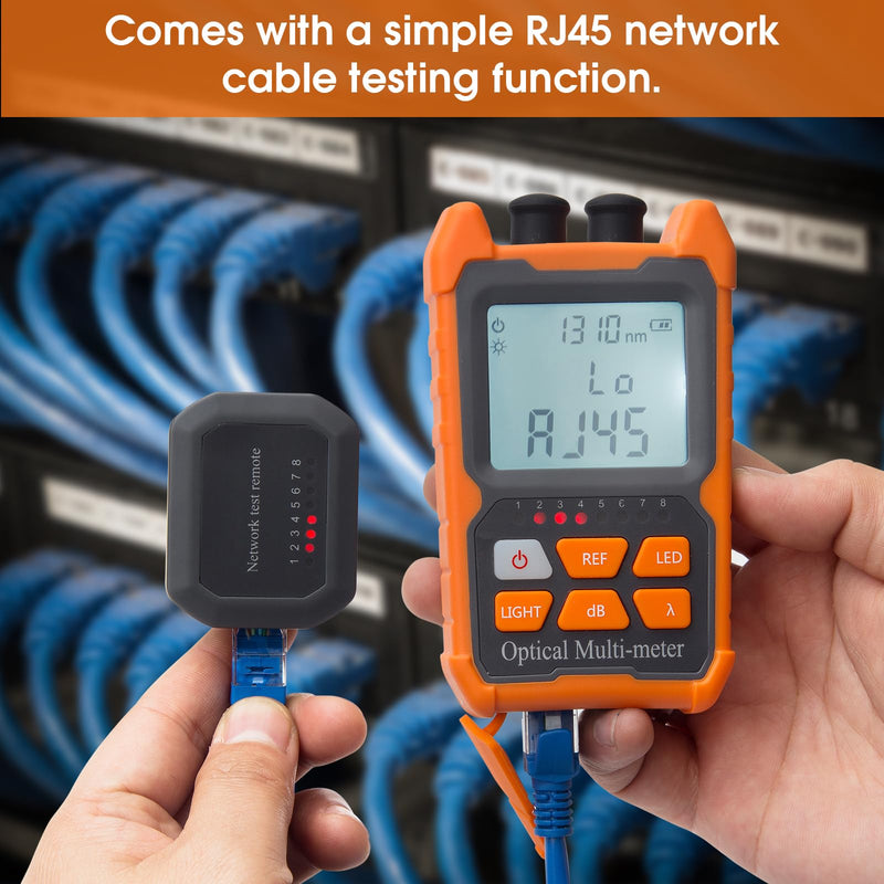 2PC Fiber Optic Tester Portable Fiber Light Power Meter FC/SC/ST Universal Interface Fiber Tester Built-in 2mW Visual Fault Locator (OPM&VFL) with FC to LC Adapter -70~+10dBm 2