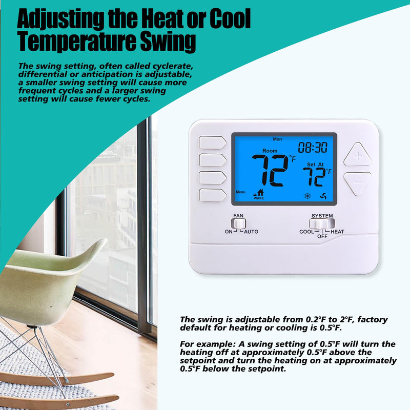 5-1-1 Day Programmable Thermostats for Home 1 Heat/ 1 Cool Conventional Single-Stage Systems 1 Heat/1 Cool Programmable Thermostat