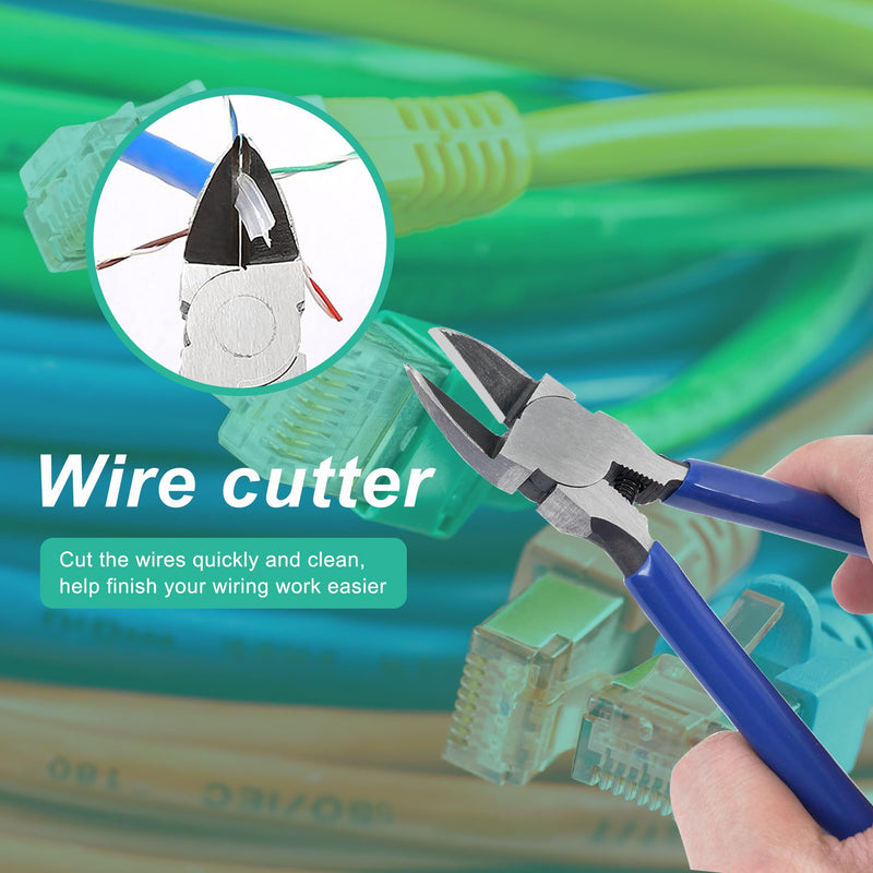 PETECHTOOL RJ45 Crimp Tool Pass Through Ethernet Crimping Tool Kit Cat6 Cat5e Cat6a RJ45 Crimper with Cable Tester, Cat6 Connectors with RJ45 Boot Covers, Mini Stripper, Blades and Cable Ties Crimper Kit