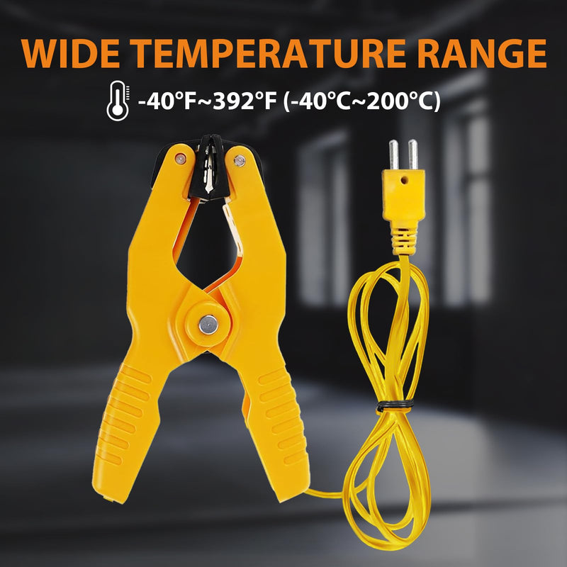 HVAC Temperature Clamp, K-Type Thermocouple Clamp Pipe Temp Clamp for HVAC/K-Type Thermocouple Thermometer, Temperature Sensor Probes Measures -40~392℉(-40~200℃) (BEIO 009 1PC) BEIO 009 1PC