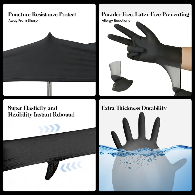 Kids Disposable Gloves, 5-Mil Safe Black Nitrile, XS, 100Ct Black of 100pcs X-Small