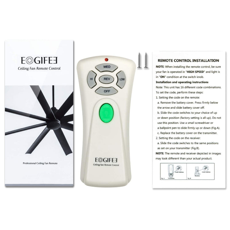 Ceiling Fan Remote Control with Reverse, Light Dimmer, 3 Speed Adjustable Control of Replacement of Hampton Bay CHQ7080T UC7080T Remote Control Only Remote