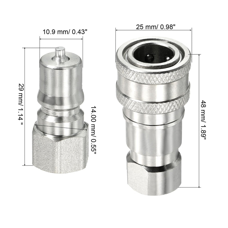 PATIKIL Hydraulic Quick Connect Coupler Set, 1 Set Carbon Steel G1/8 Female Pipe Fitting Plug Adapter for Construction Agriculture, Silver