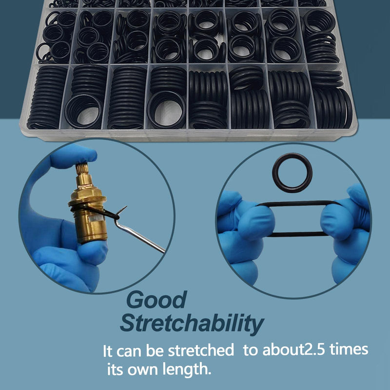 KEZE 1200 Pcs 24 Size Universal Rubber O-Ring Assortment Kit with 4-Piece Precision Pick and Hook Set for Auto Vehicle Faucet Plumbing Pressure Washer Air or Gas Sealing Repair OD:6mm-28mm O Ring OD 24 Size Metric O Rings - NewNest Australia