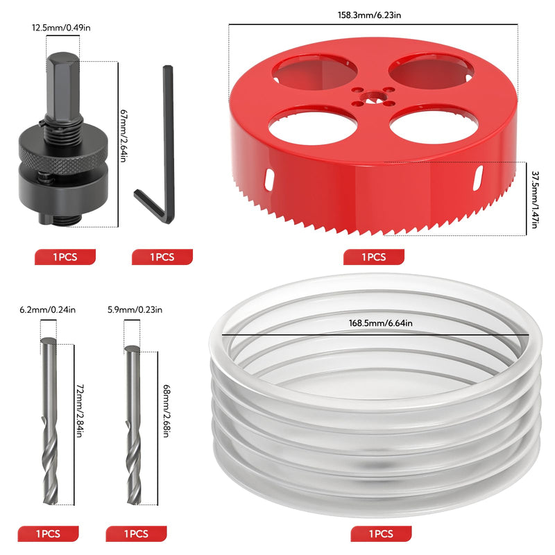 6 Inch Hole Saw with Dust Bowl, Hole Saw for Recessed Lights, Hole Cutter with Arbor for Metal Wood Gypsum Boards and Plastic Cutting