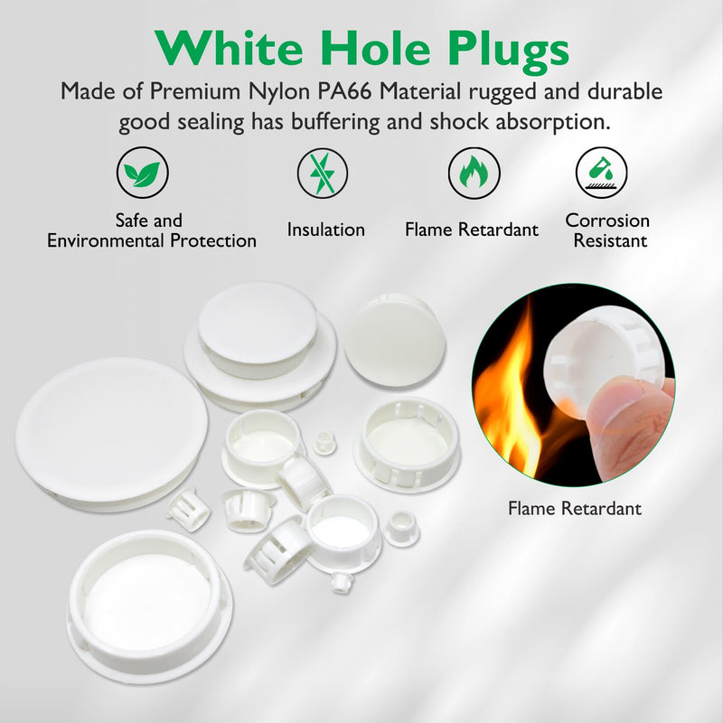 1-1/2" (38mm) Plastic Plugs for Round Holes, Flush Type Snap in Locking Door Screw Shelf Hole Plugs Drilling Hole Cover Cabinet Furniture Cupboard Shelves Pipe Insert End Caps, 8PCS White 1-1/2"/38mm