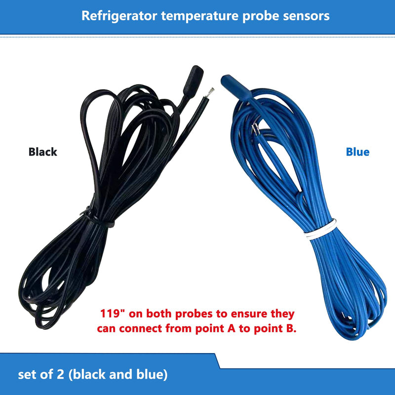 Set of 2 Temperature Probe Sensors（Black and Blue） for Commercial Refrigerators and Freezers Temperature Probes & Sensors 12 Month Warranty