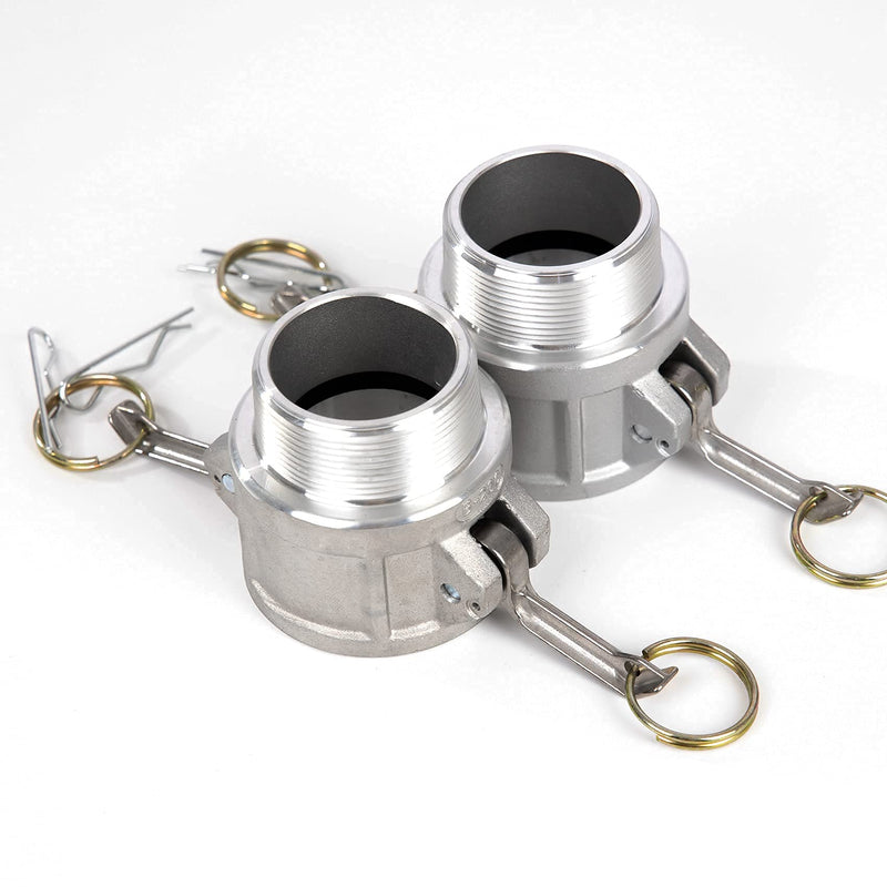 2 pcs Aluminum cam lock fittings (2" Part B) cam groove hose fitting camlock fittings, Male Adapter Female NPT Thread camlock fitting (2'') 2 Inch