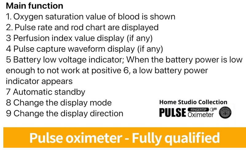Finger Pulse Oximeter Larger Display Blood Oxygen Monitor with Batteries and Lanyard Included Fingertip Pulse Oximeter Color: Navy Blue