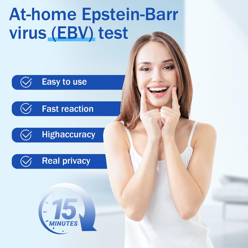 Epstein Barr (EBV) Test at-Home Testing，Highly Accurate, Easy to Read and use. Against The Epstein-Barr Virus’s VCA and EBNA，Quick Results Within 15 Minutes.2 Tests